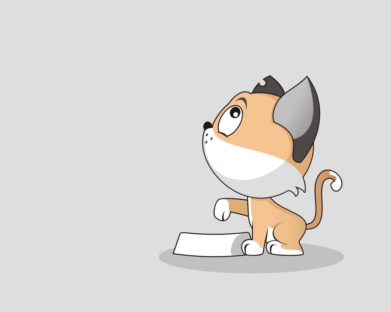 Download wallpaper 1280x1024 cat, art, bowl, cute standard 5:4 HD background