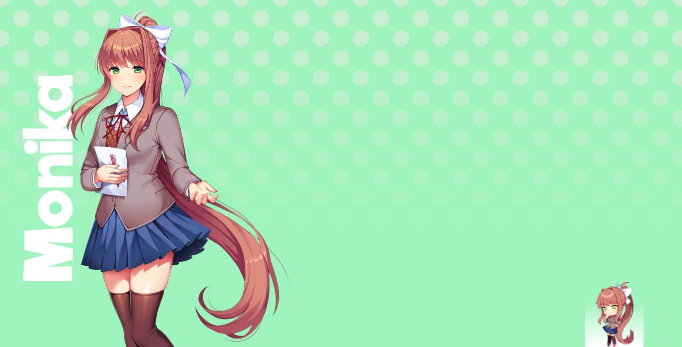 So I made matching PC and phone wallpaper using the Monika page stuff I found on the DDLC plus website