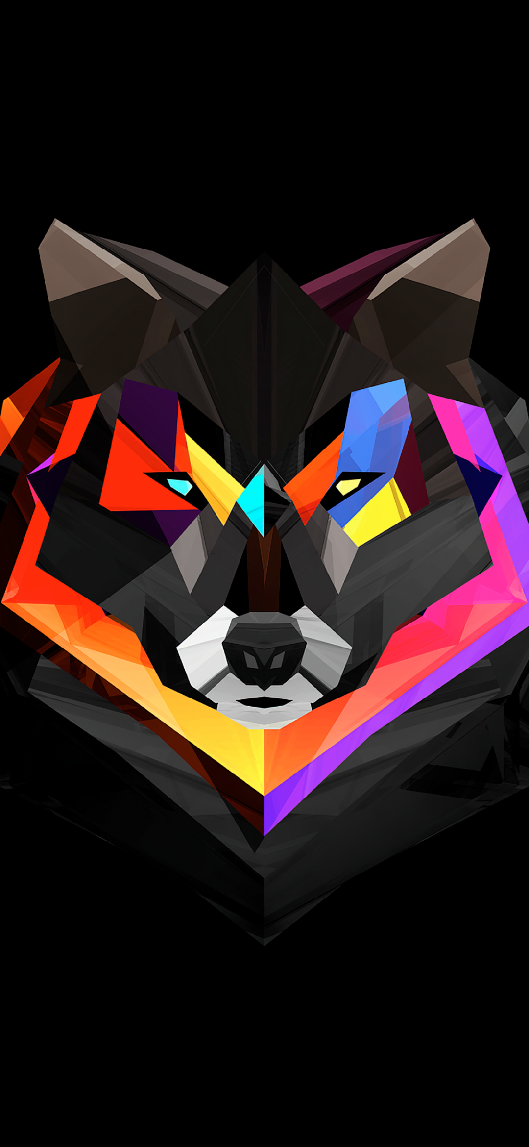 Wolf Wallpaper 4K, Low poly, Colorful, AMOLED