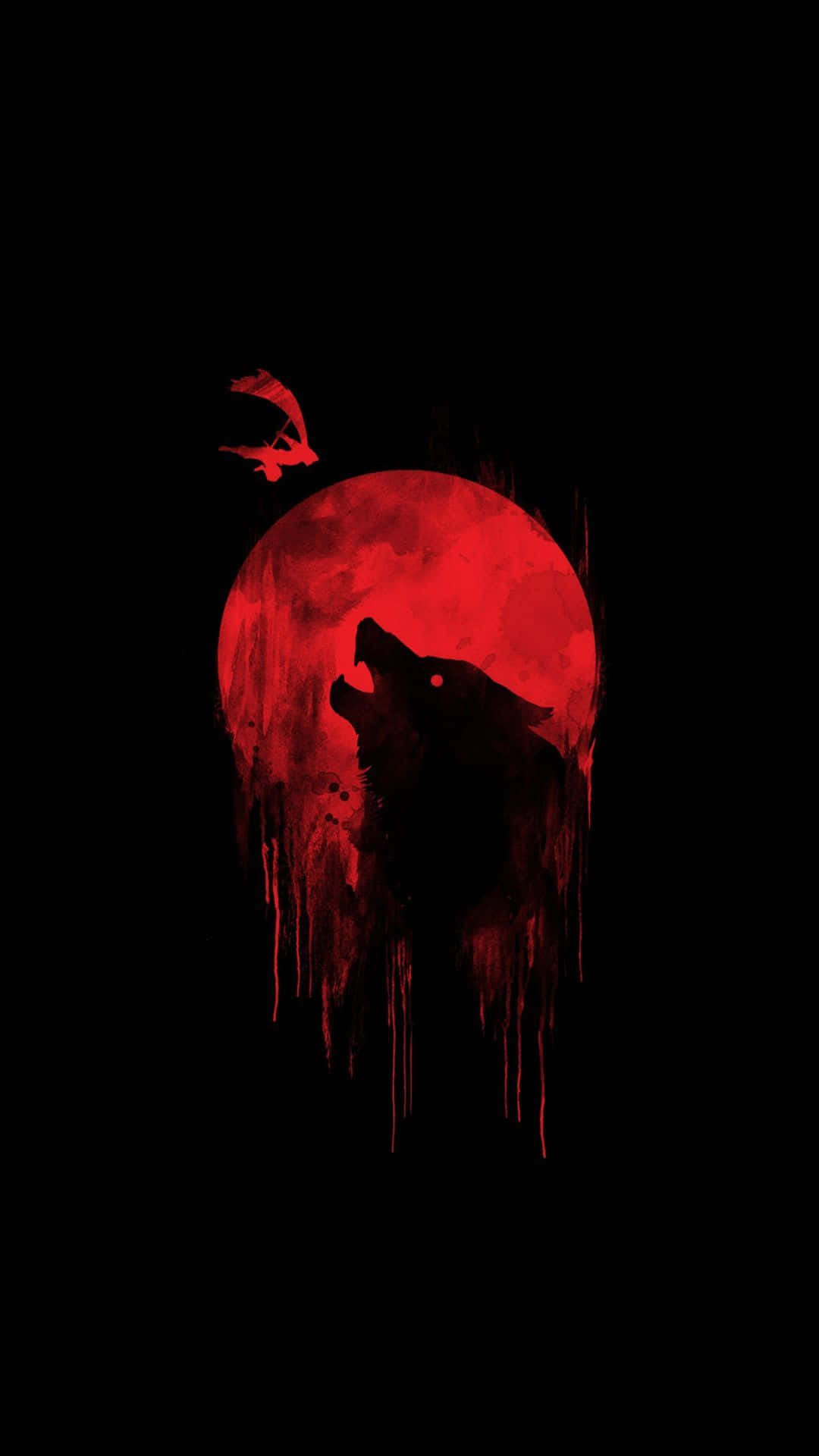 Download Amoled Background Red Moon Wolf