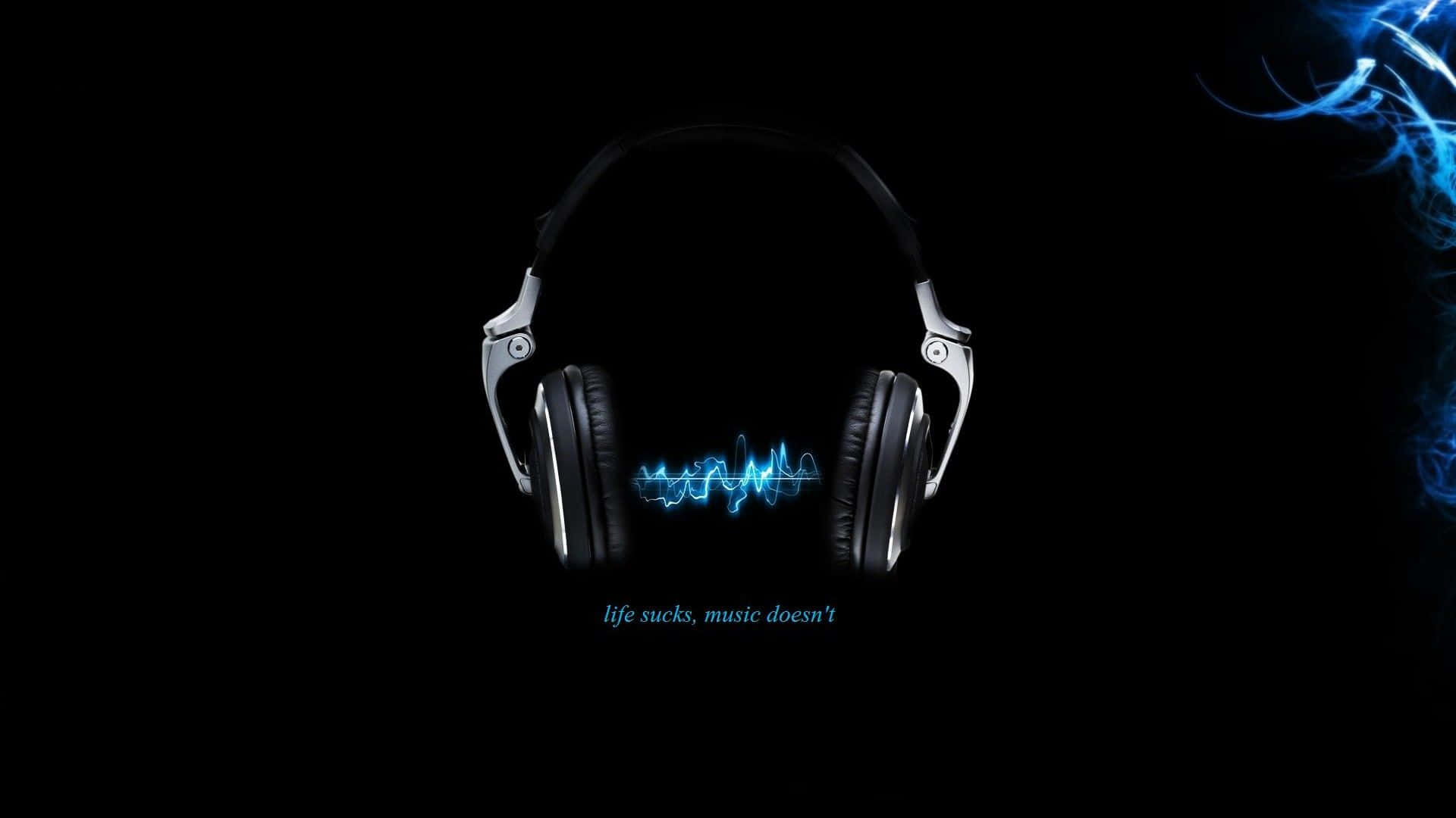 Download A Blue Background With Headphones And A Blue Light Wallpaper