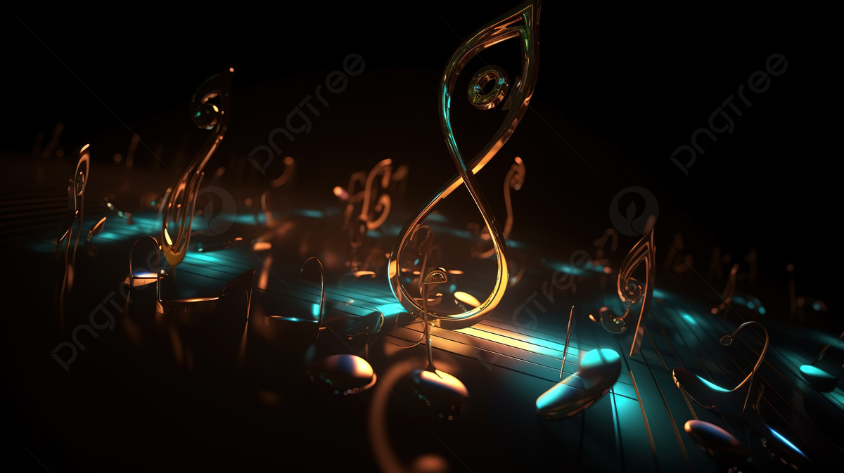 Dark Music Field Surrounded By Colourful Background, 3D Illustration Of Music Note Music Melody Background, HD Photography Photo Background Image And Wallpaper for Free Download