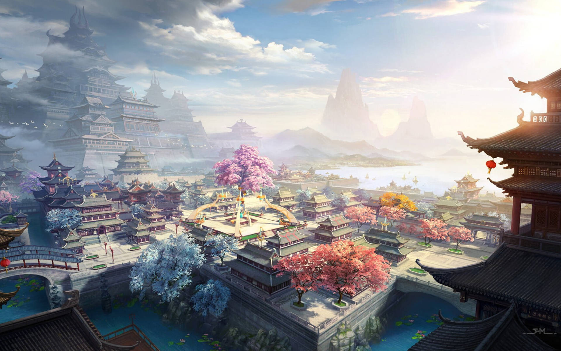 Download Chinese House Digital Work Wallpaper