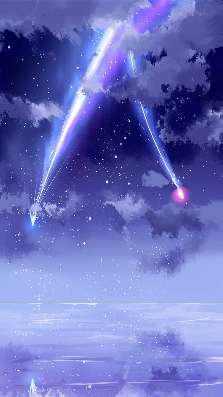 Download Your Name iPhone Two Violet Meteors Wallpaper