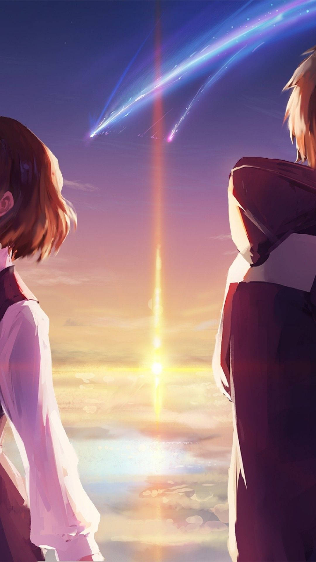 Download Your Name iPhone Taki Mitsuha Clouds Wallpaper
