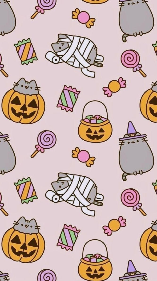 Cute Halloween Wallpaper For Preppy´s. Halloween wallpaper iphone, Kawaii wallpaper, Pusheen cute