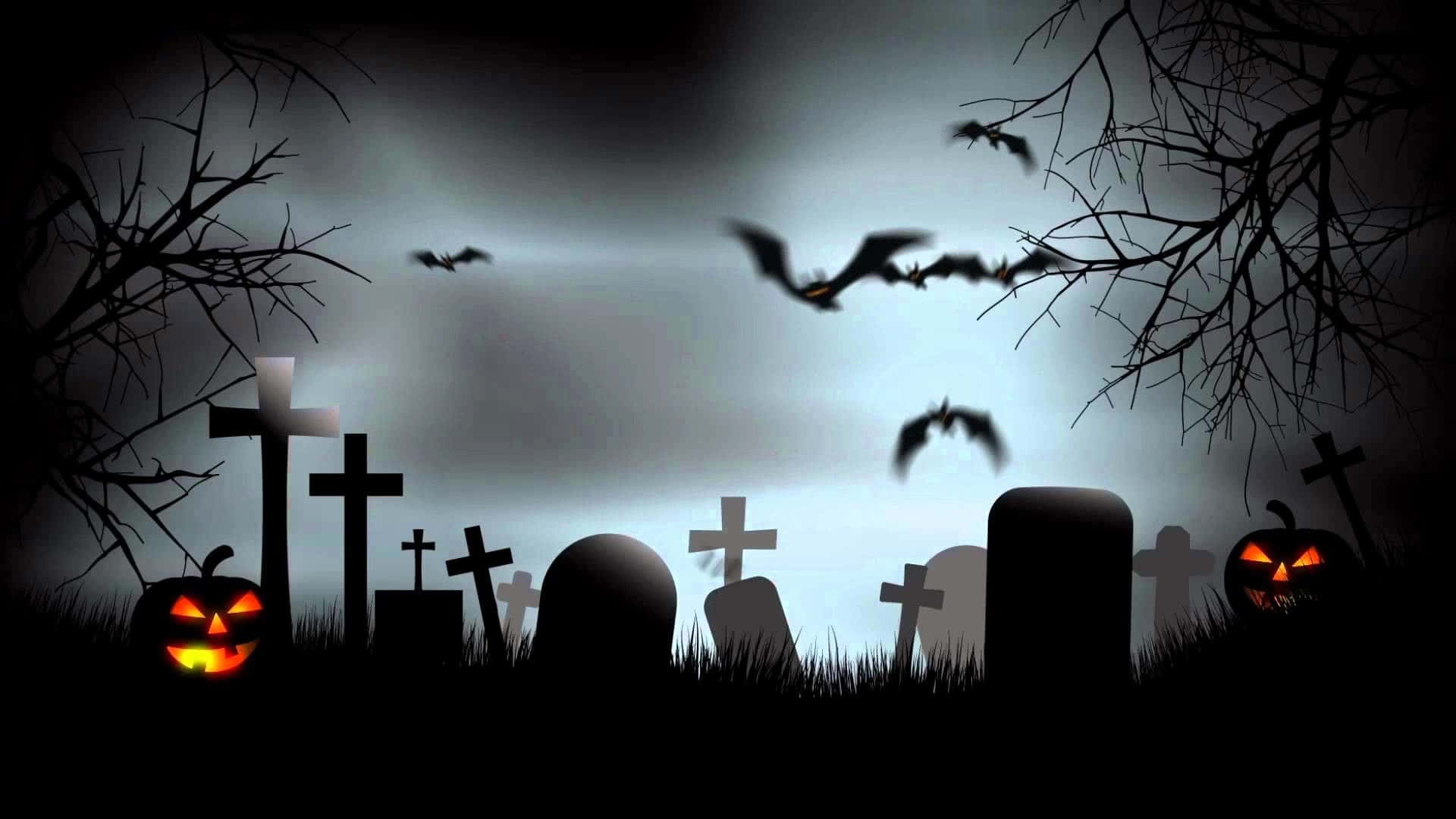 Download Spooky and mysterious: An eerie graveyard on Halloween night Wallpaper
