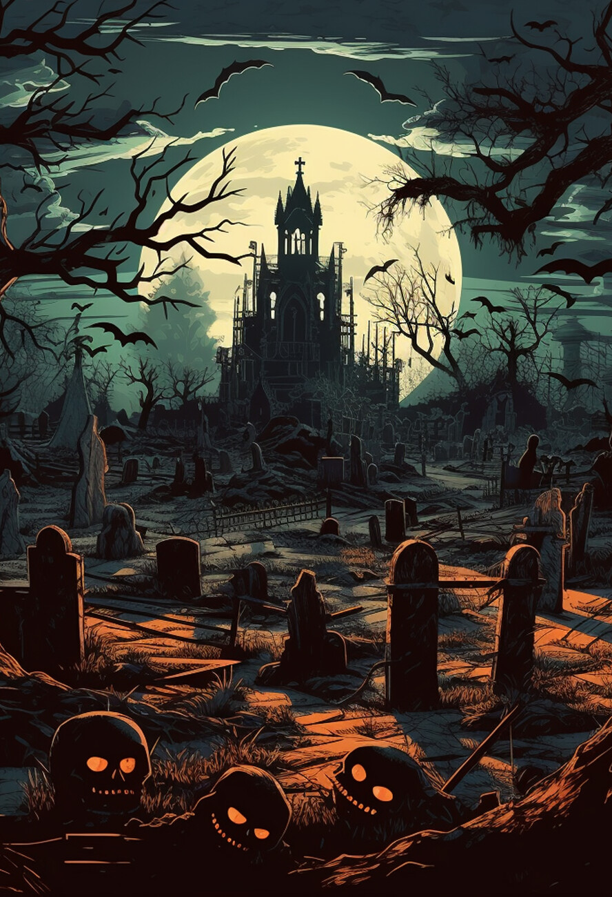 Halloween Graveyard Poster Wall Mural