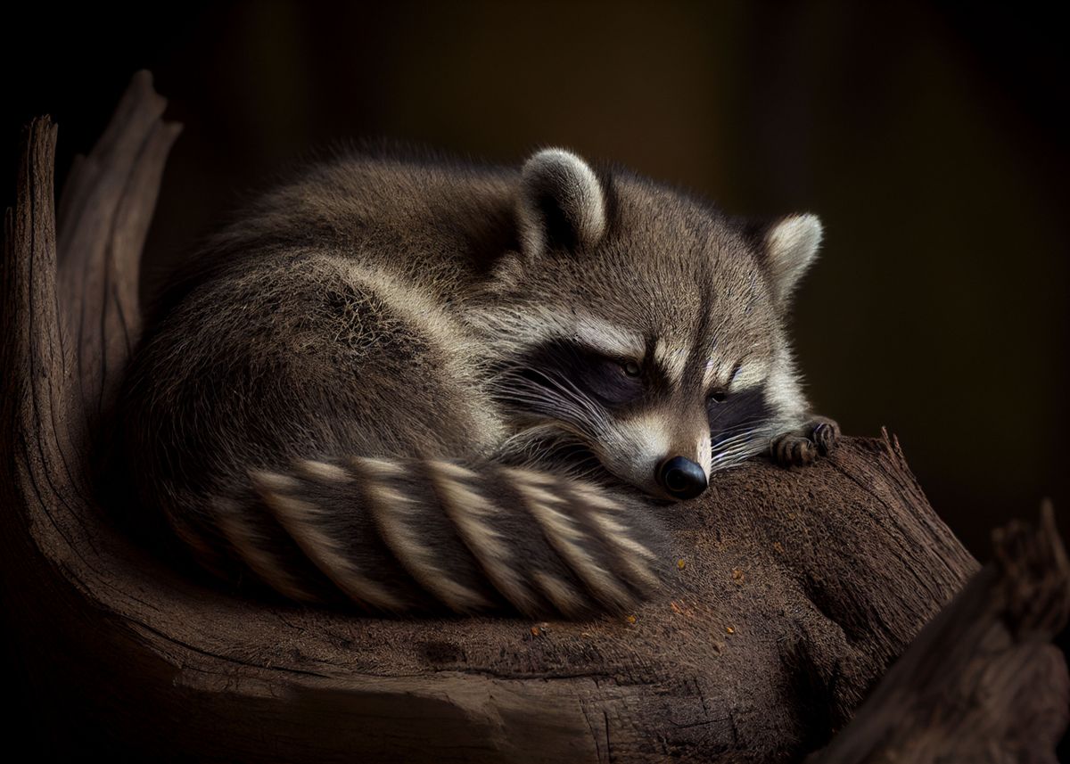 sleeping cute raccoon' Poster