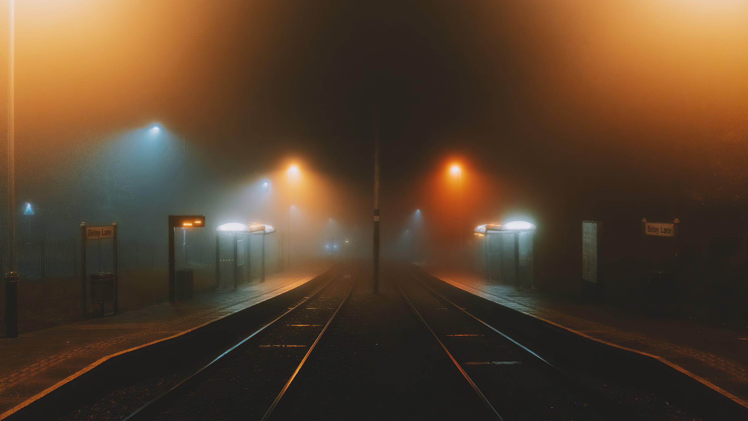 Foggy Train Platform 4k 1440P Resolution HD 4k Wallpaper, Image, Background, Photo and Picture