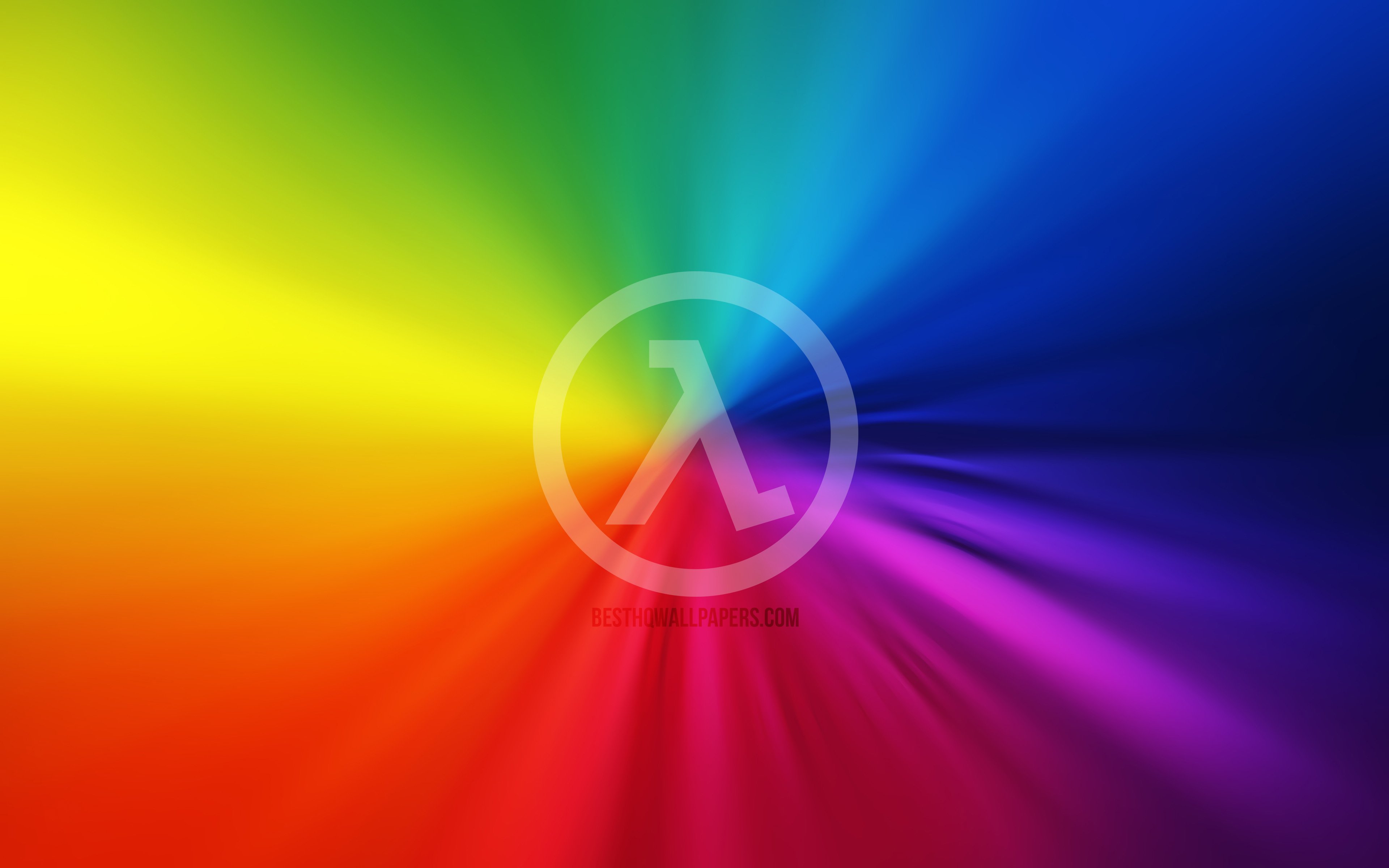 Download Wallpaper Half Life Logo, 4k, Vortex, Rainbow Background, Creative, Artwork, Half Life For Desktop With Resolution 3840x2400. High Quality HD Picture Wallpaper