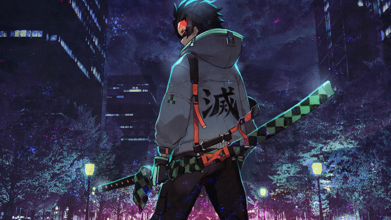 Urban ninja anime art wallpaper background