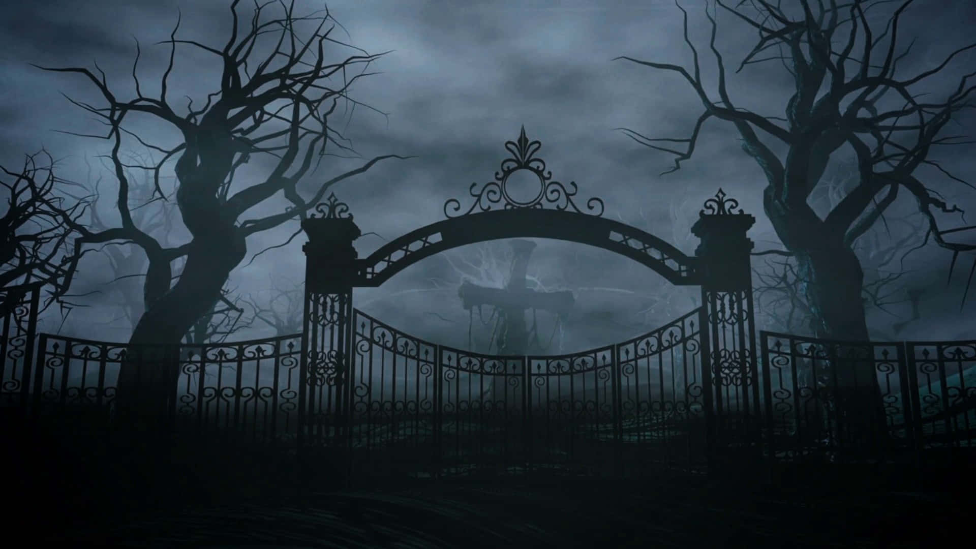 Download Scary night in the graveyard just in time for Halloween Wallpaper