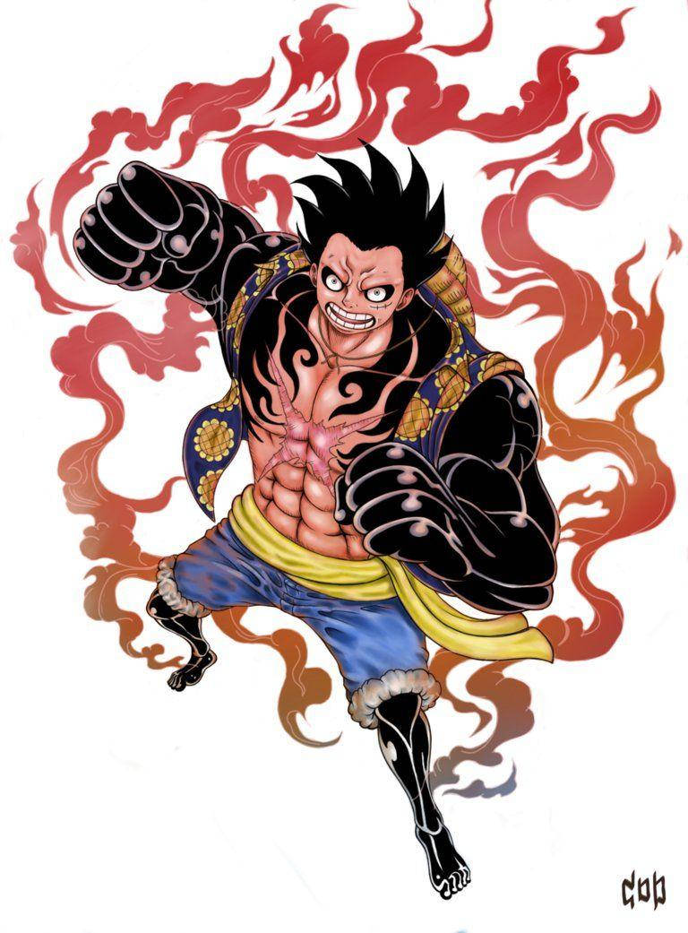 Download Luffy Gear 4 Flaming Body Wallpaper