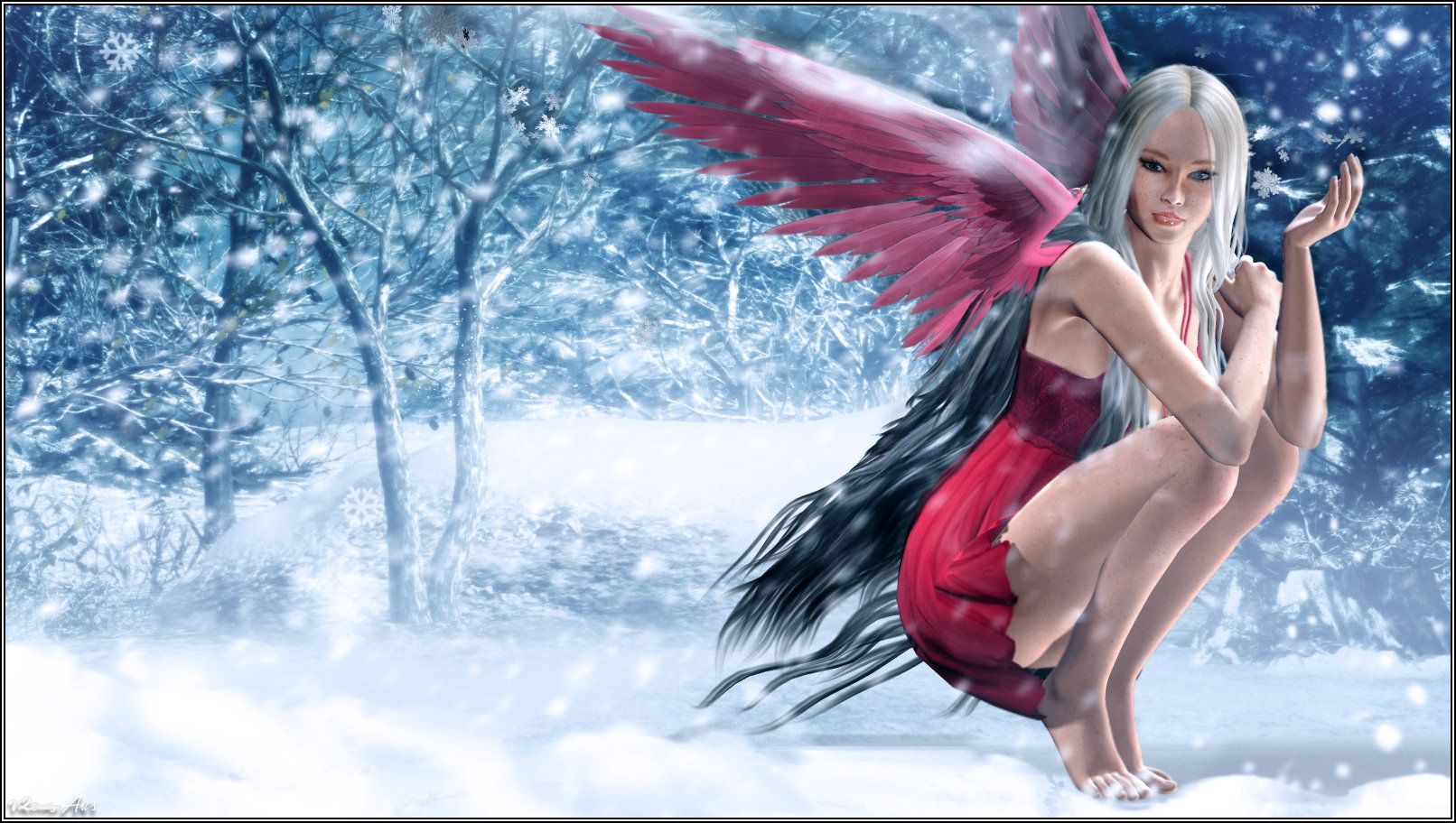 Fairies Photo: Red Winter Fairy. Fairy wallpaper, Winter fairy, Fairies photo