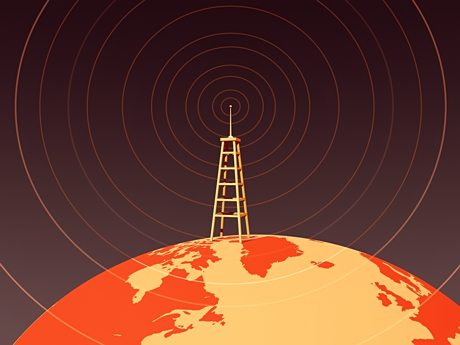 Retro Earth Radio Tower wallpaper
