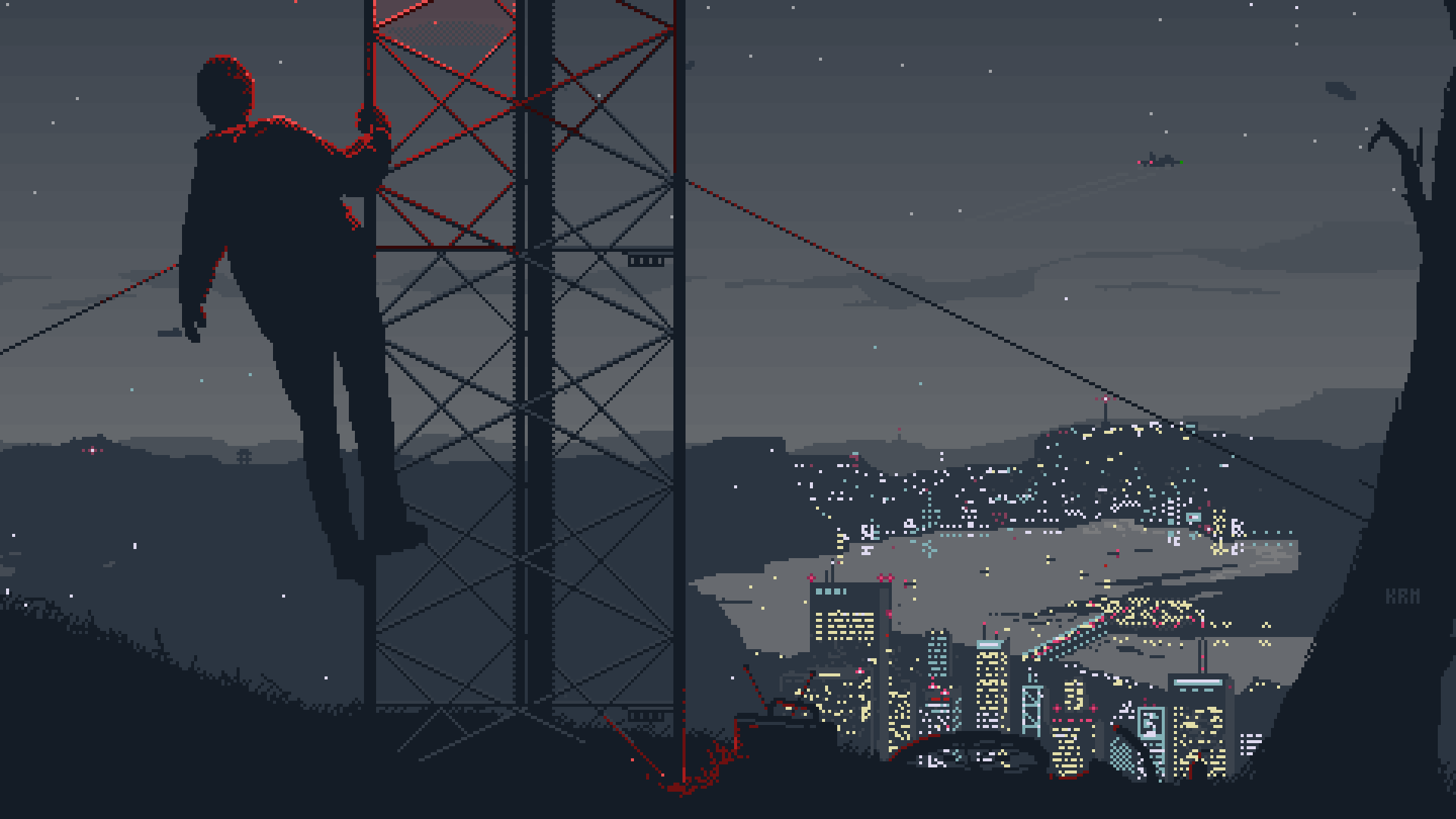 I've been coming here more often atmospheric pixel art wallpaper