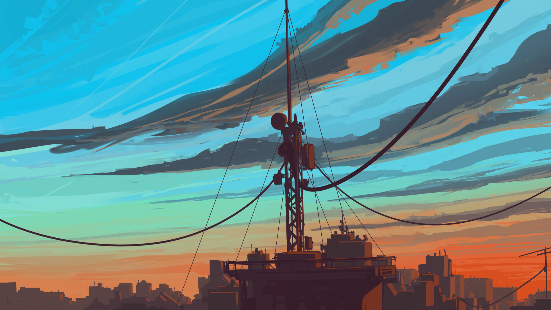 Radio Tower Cityscape HD Wallpaperx1080