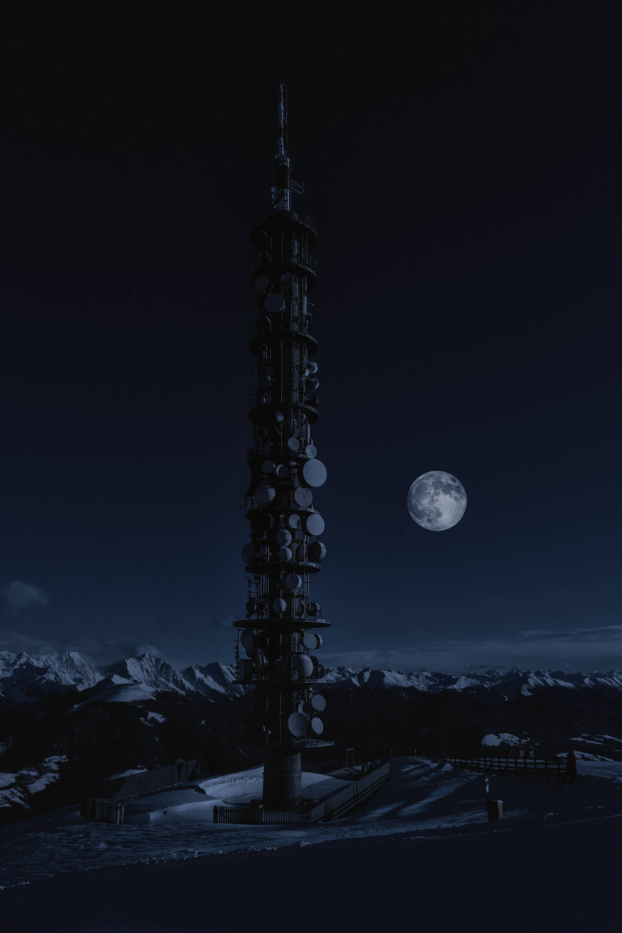 Download Full Moon By Tower Wallpaper