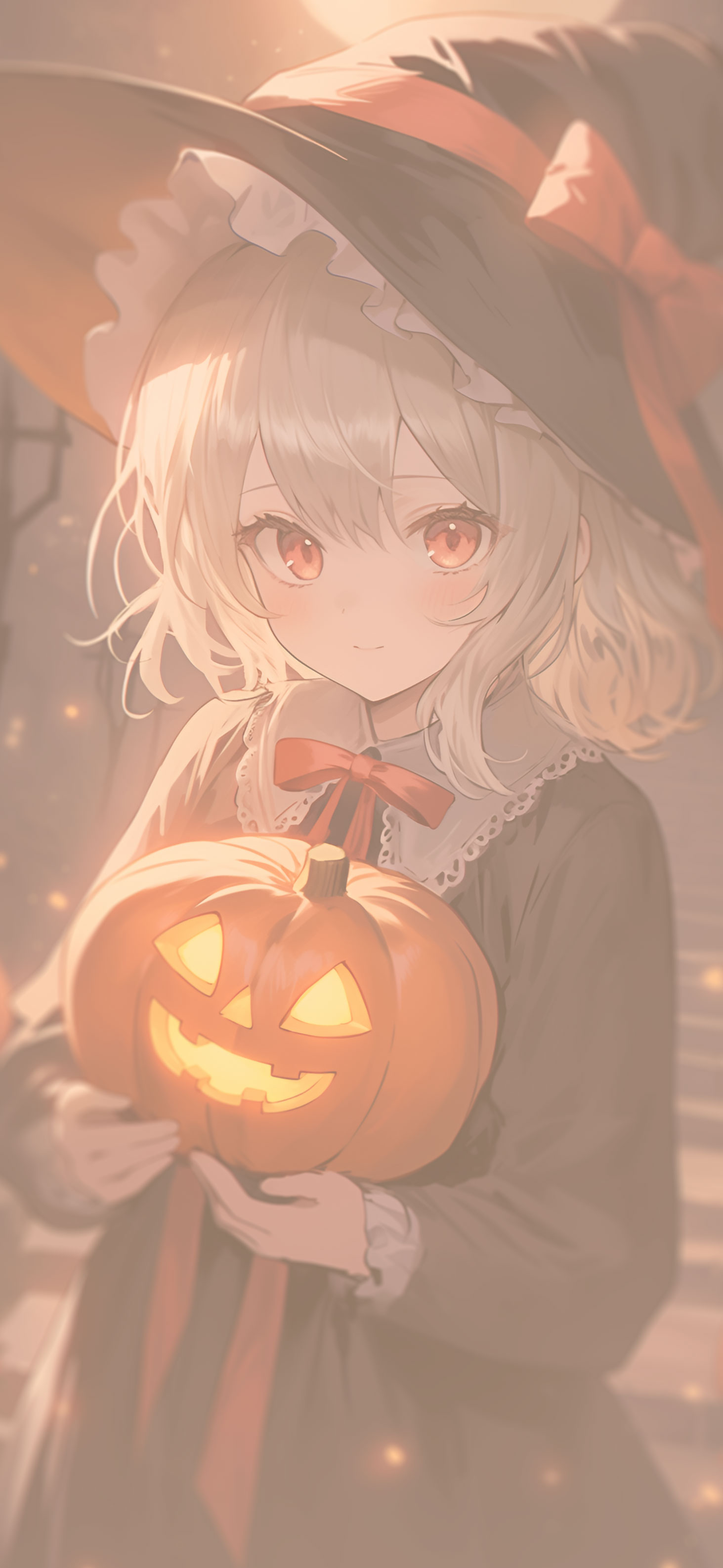 Cute Anime Girl With Jack O Lantern Halloween Wallpaper IPhone