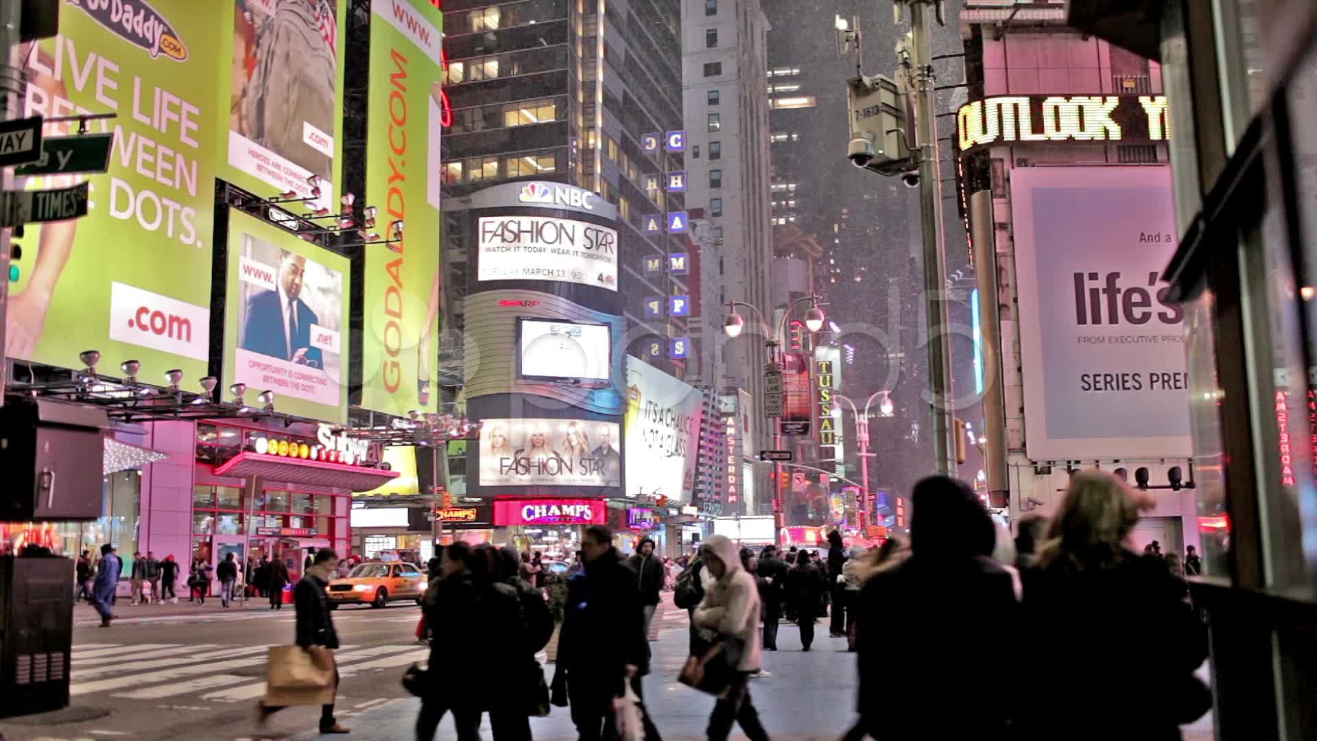 Times Square People Walking Snowing Winter Manhattan New York City NYC USA Stock Footage, #Walking#Snowing#Winter. Times square, Manhattan new york, New york city