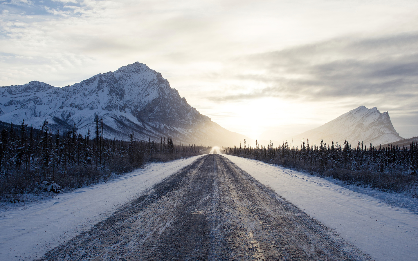 Winter Road Mountains 4k 1440x900 Resolution HD 4k Wallpaper, Image, Background, Photo and Picture
