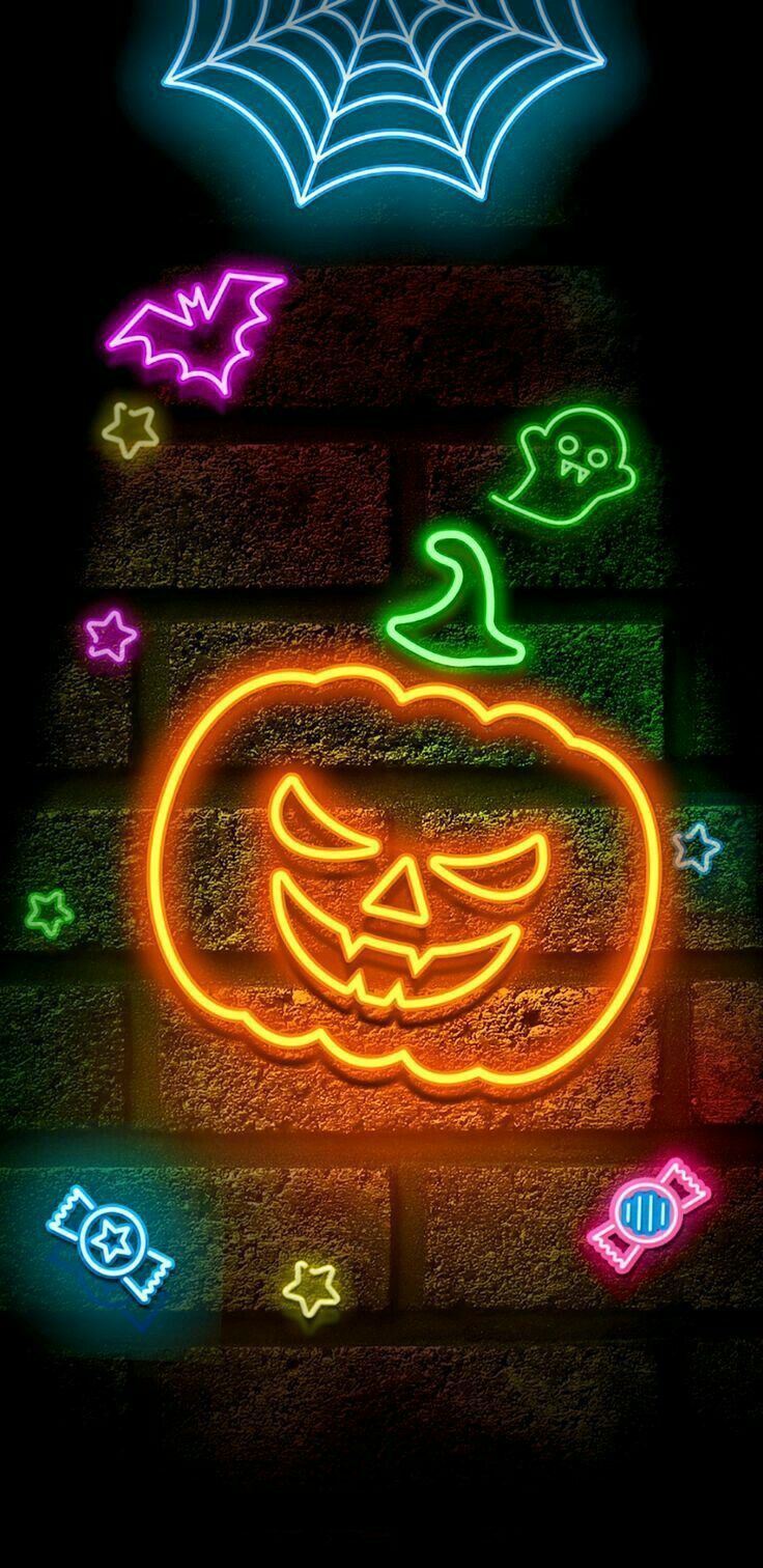 hallowen wallpers iphone. Halloween wallpaper, Halloween wallpaper iphone, Neon light art
