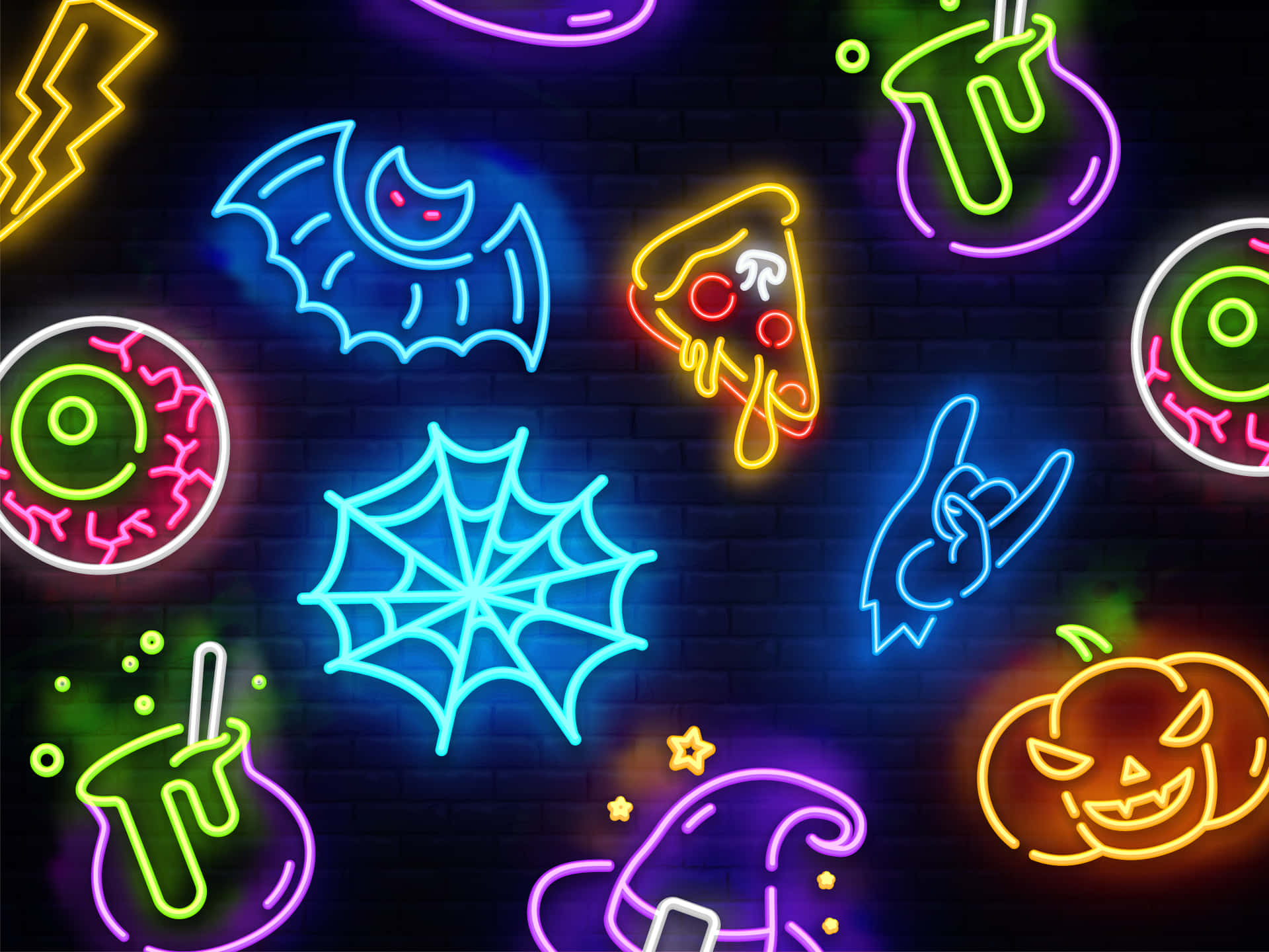 Download Celebrate Halloween in Neon Style Wallpaper