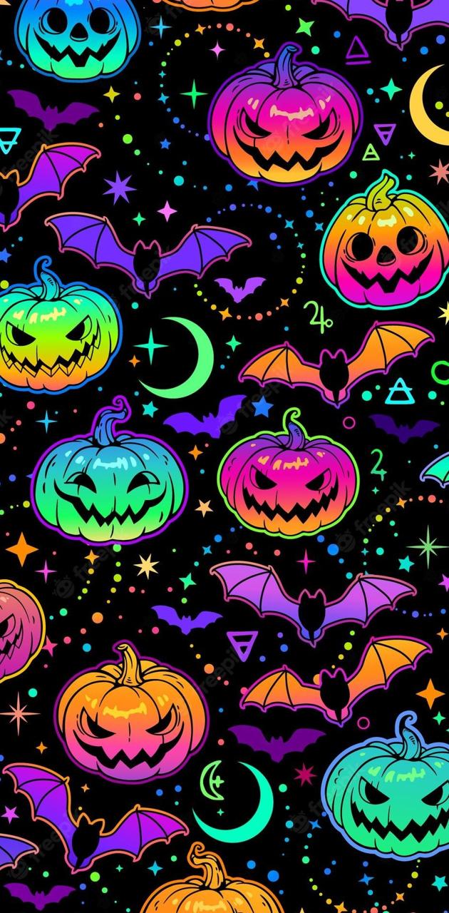 Neon Halloween Wallpaper Download