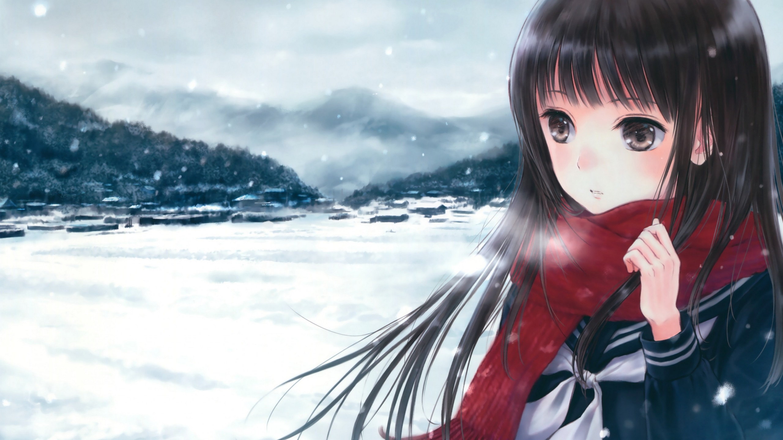 Wallpaper / anime, girl, beauty, winter, 4k Wallpaper