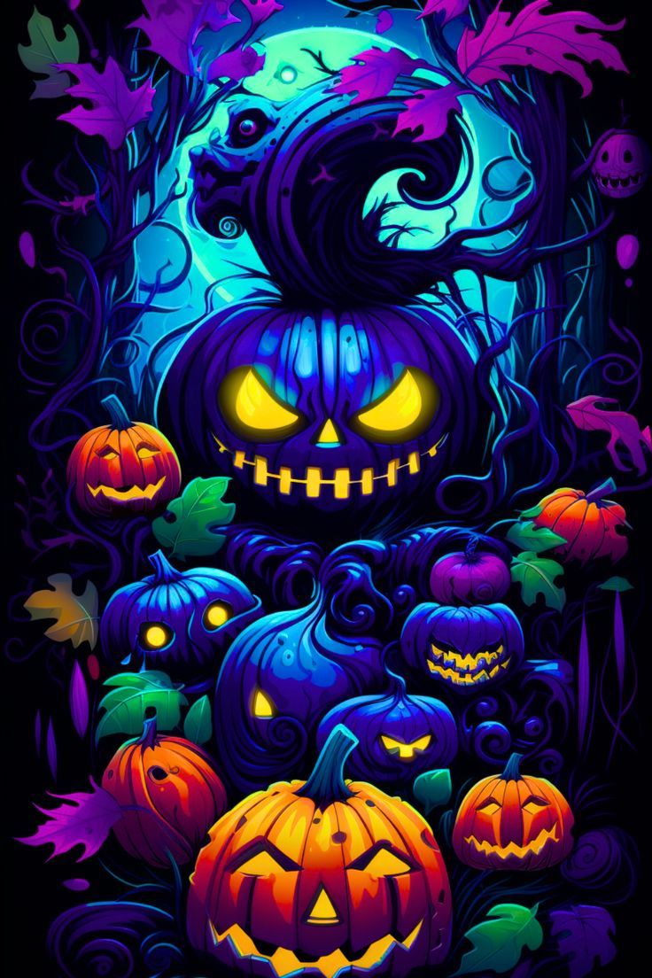 A Spooky Delight For Your Home Screen: This Halloween Jack O' Lanterns Wallpaper. Halloween Wallpaper Iphone Background, Halloween Wallpaper, Halloween Wall Art