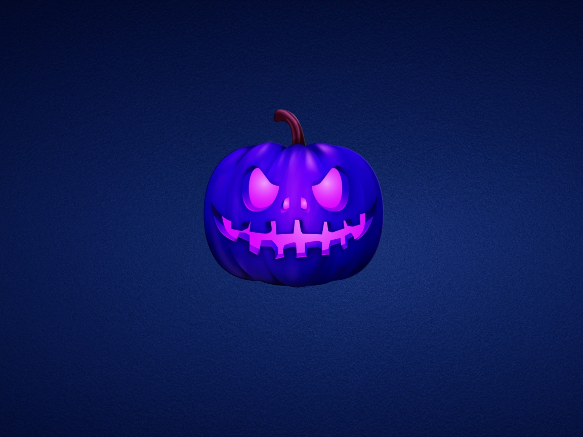 Blue Scary Pumpkin 1152 x 864 Wallpaper