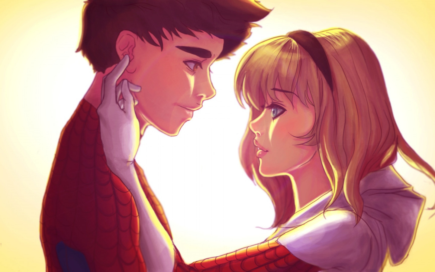 Download Wallpaper Girl, Pair, Guy, Relationship, Spider Man, Peter Parker, Gwen Stacy, Edge Of Spider Verse, Section Fantasy In Resolution 1440x900
