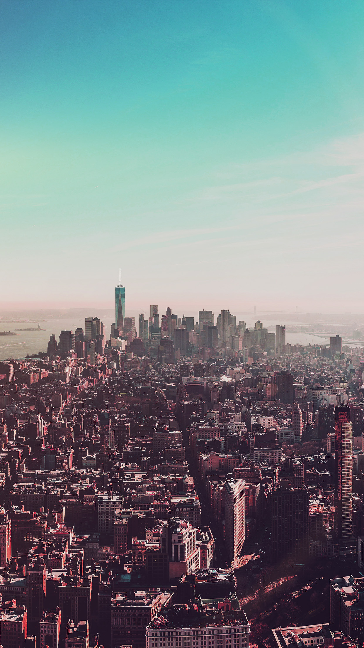 iPhone X wallpaper. city view newyork fly blue