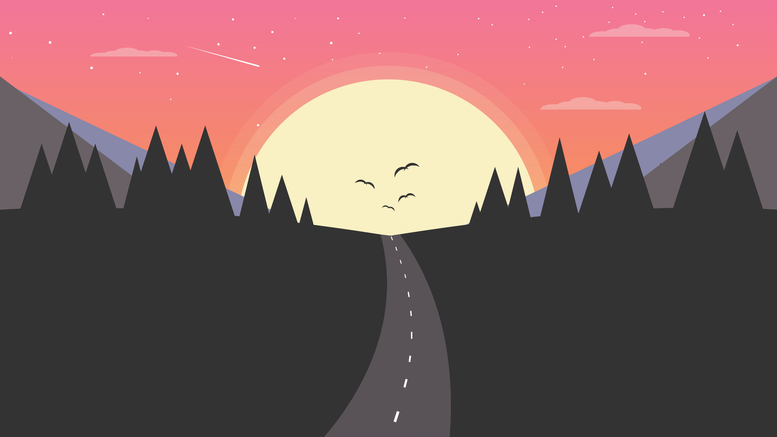 Wallpaper, road, clouds 2560x1440