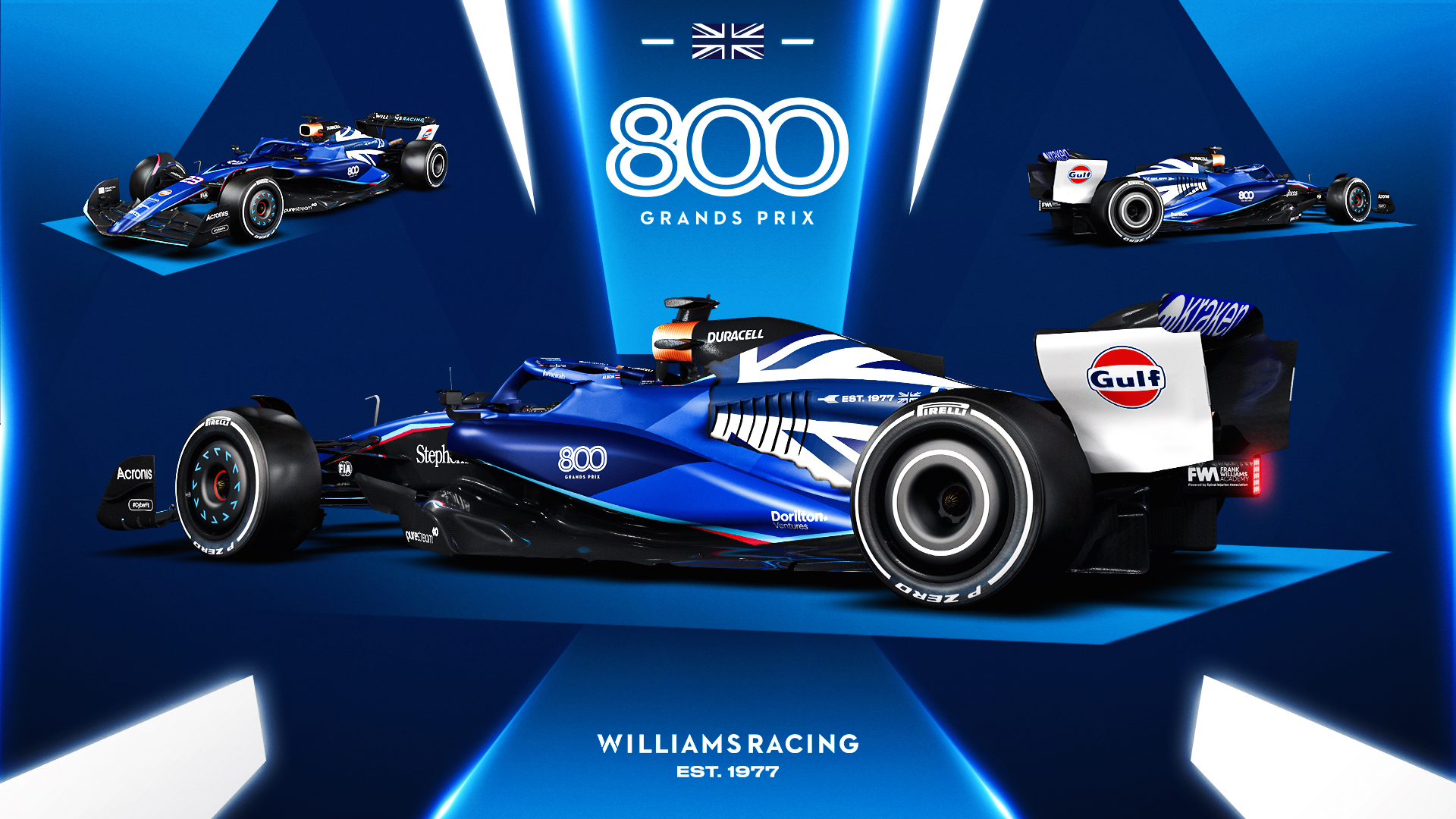 Williams is marking its 800th F1 race with a Union Jack livery