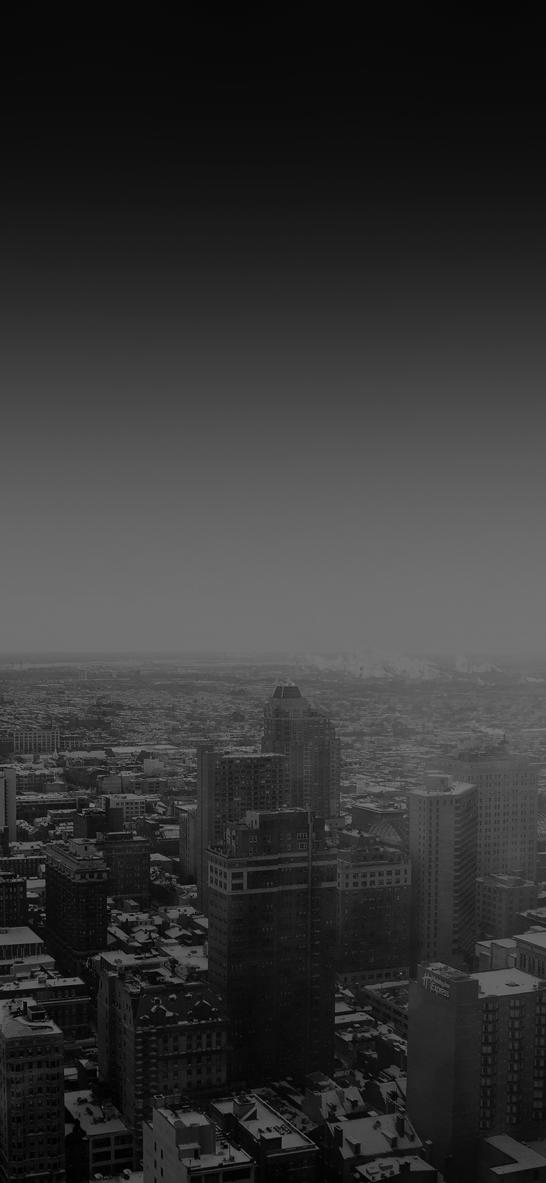 Urban Sunrise Black Winter City Skyview Wallpaper