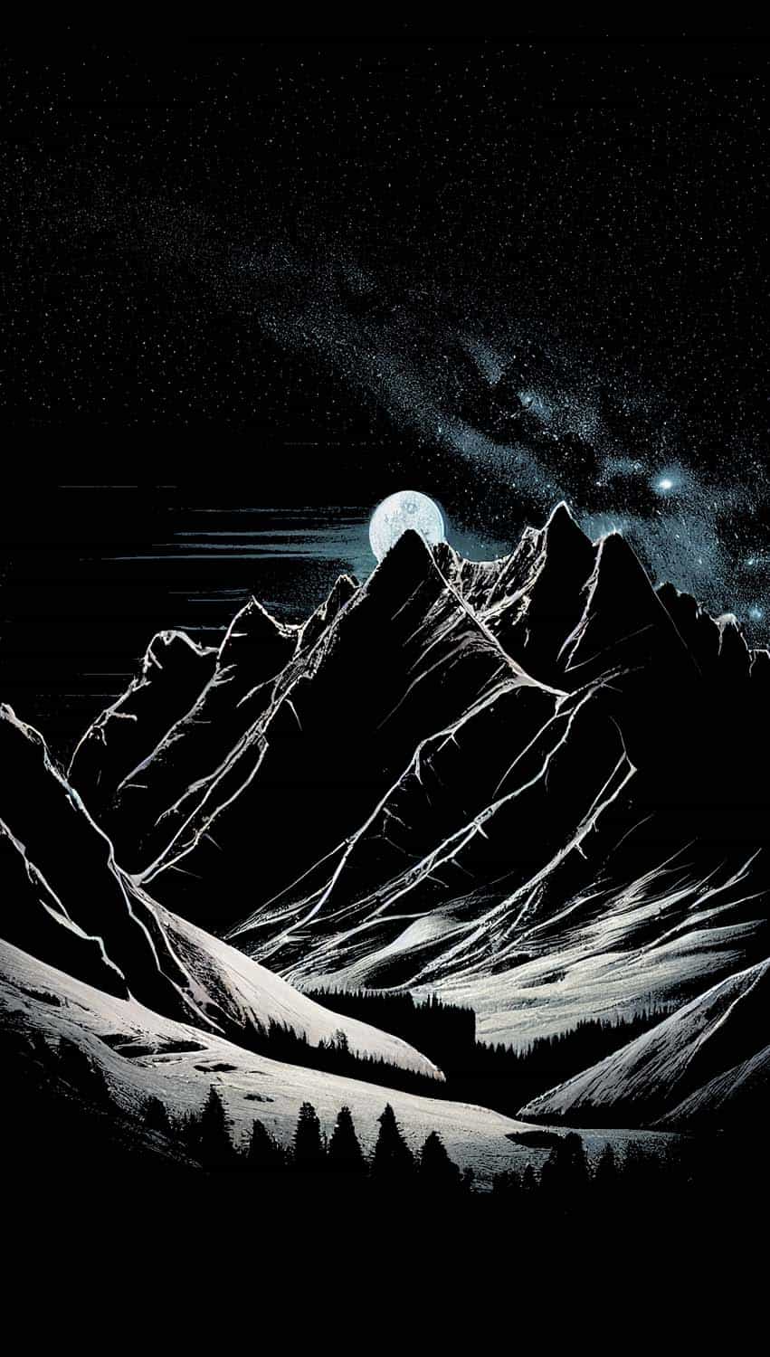 Dark snow night mountains iPhone