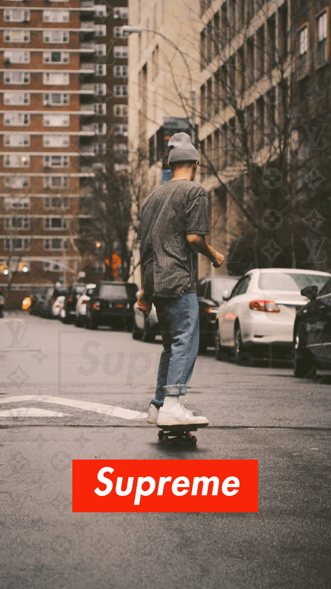 Download Superior Person On Skateboard Supreme Logo Wallpaper