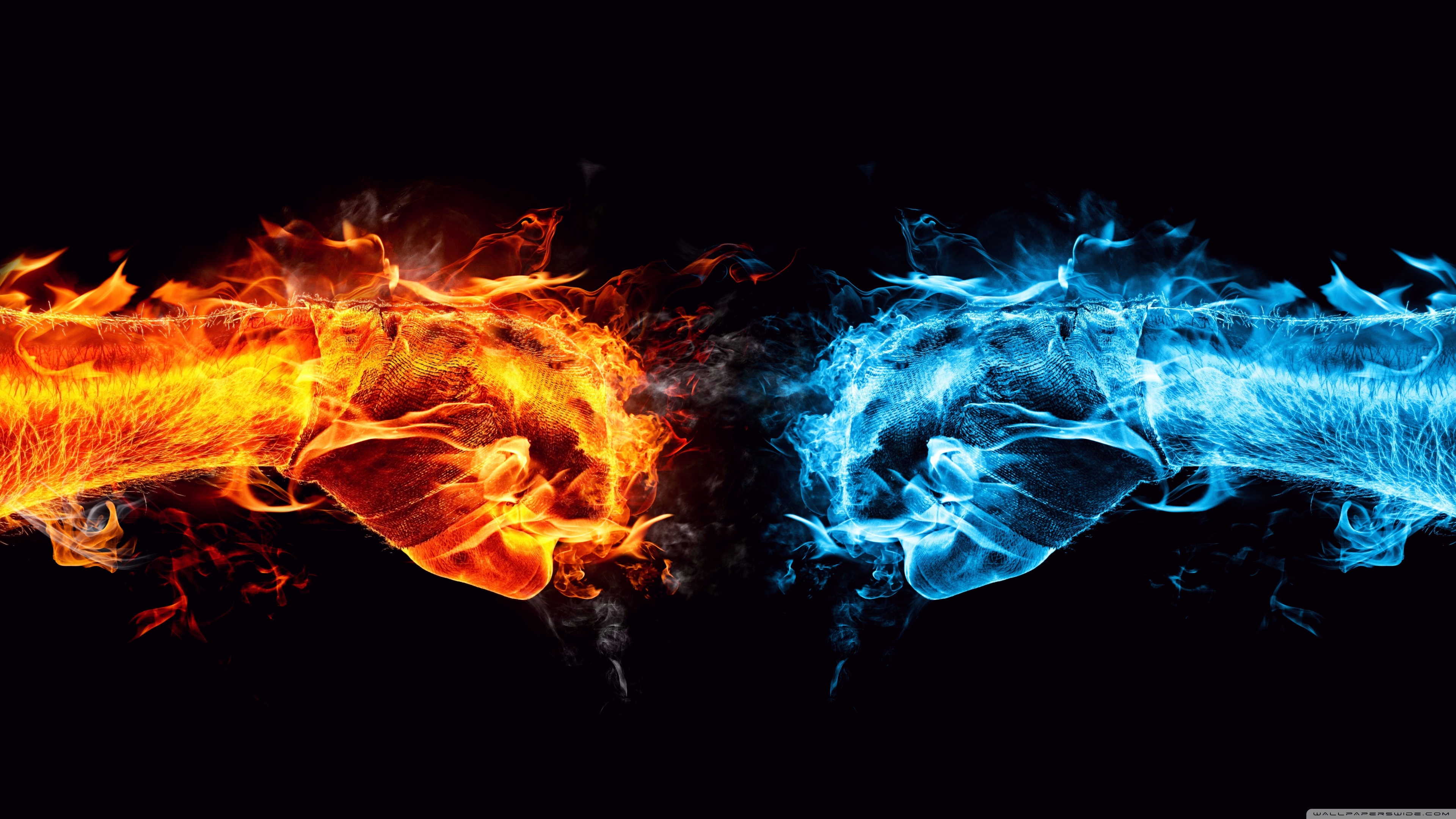 Fire Fist vs Water Fist Ultra HD Desktop Background Wallpaper for 4K UHD TV, Multi Display, Dual Monitor, Tablet