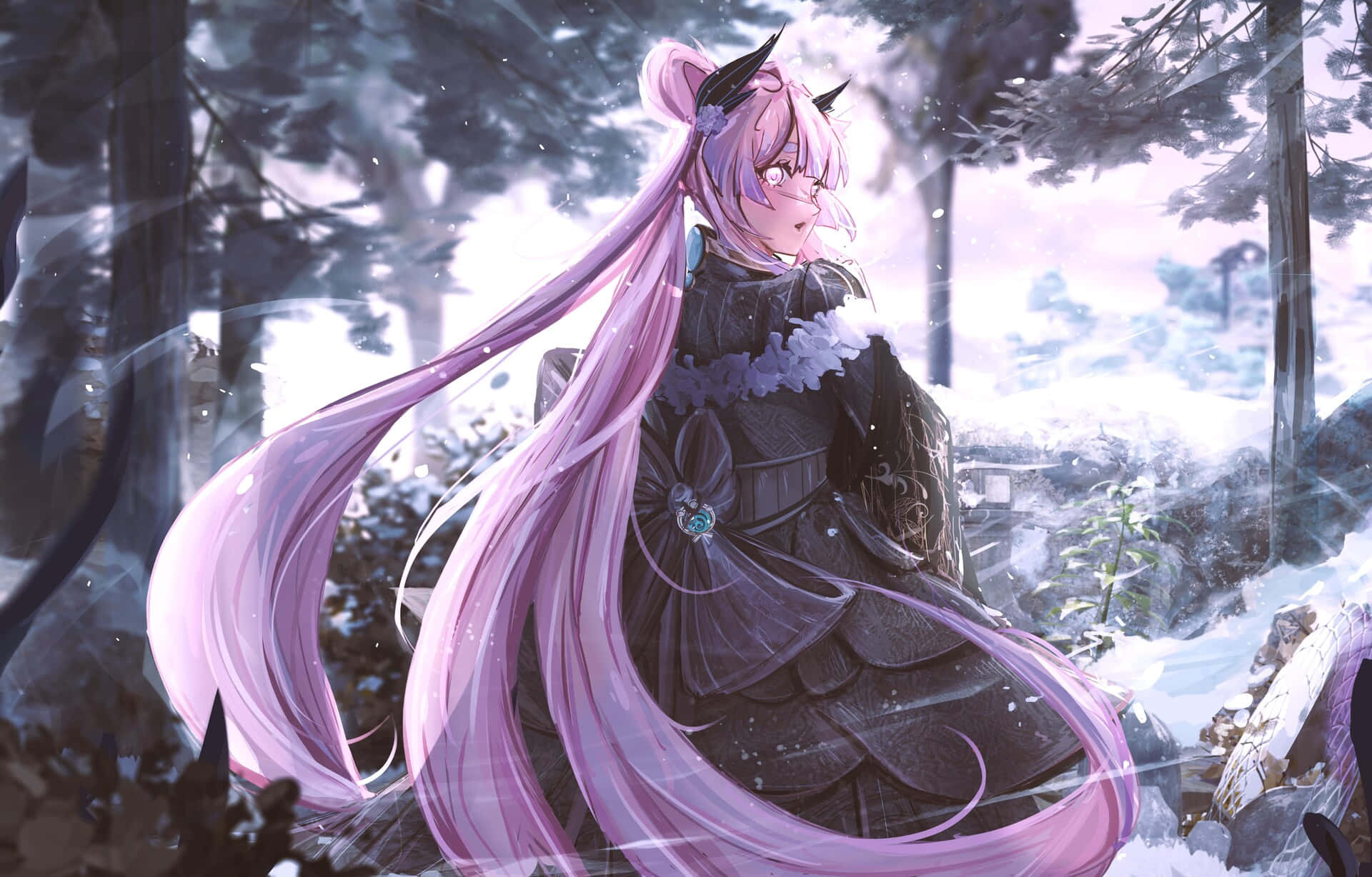 Download Kokomi In The Winter Forest Wallpaper