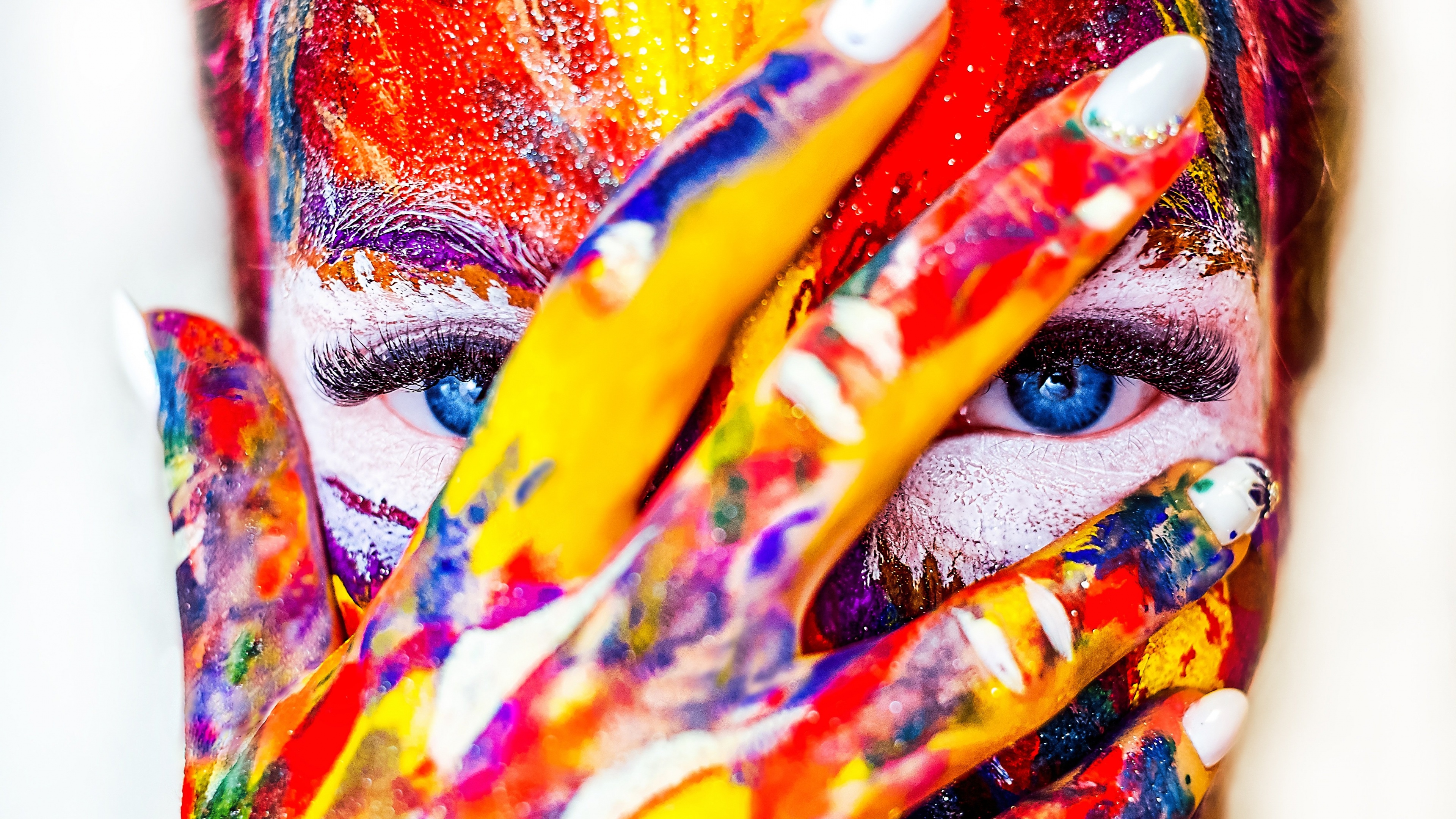 Coloured Face Wallpaper 4K, Girl, Multicolor, Colorful