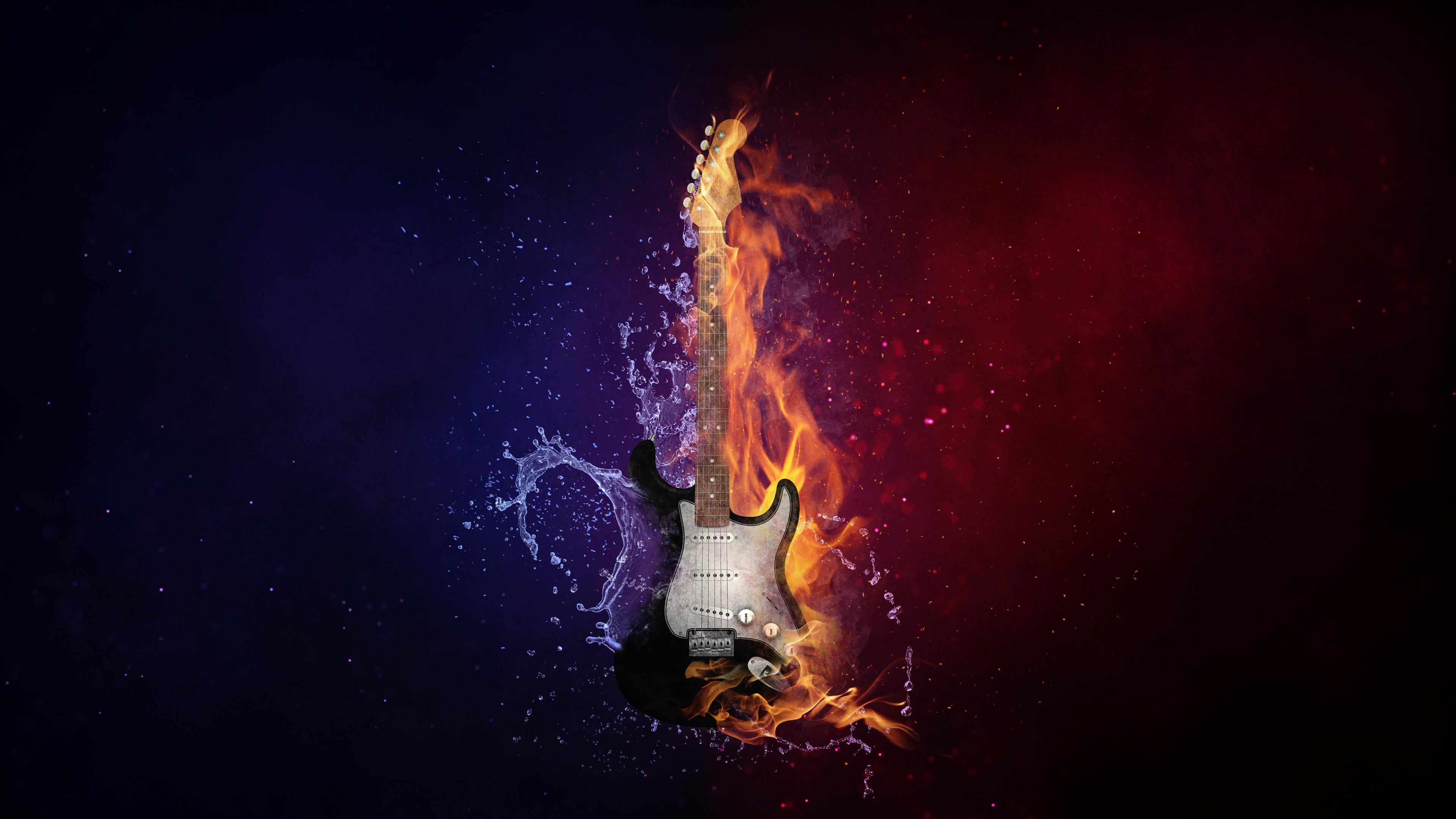 Flaming Guitar Wallpaper 4K