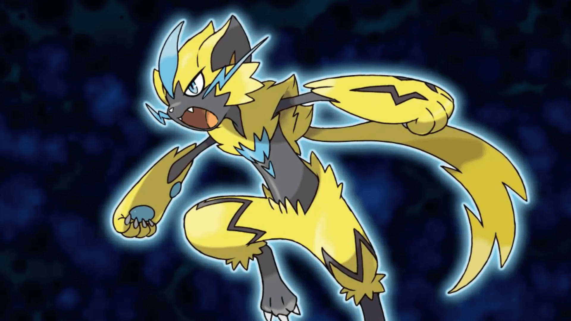 Download Zeraora Official Art Black Background Wallpaper