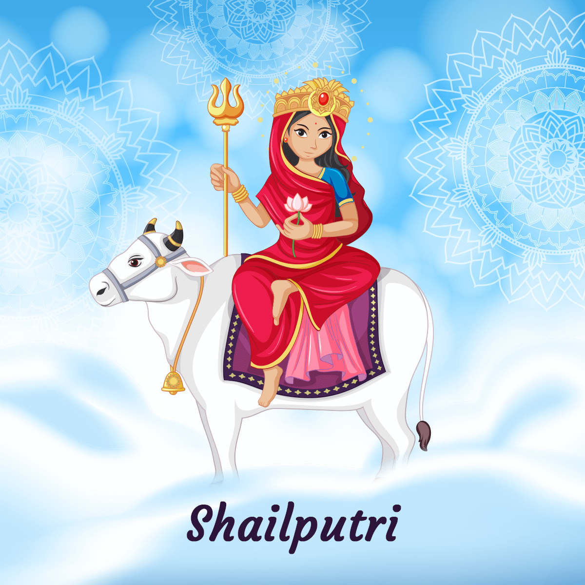 Goddess Shailputri Puja. Happy navratri image, Navratri devi image, Happy navratri