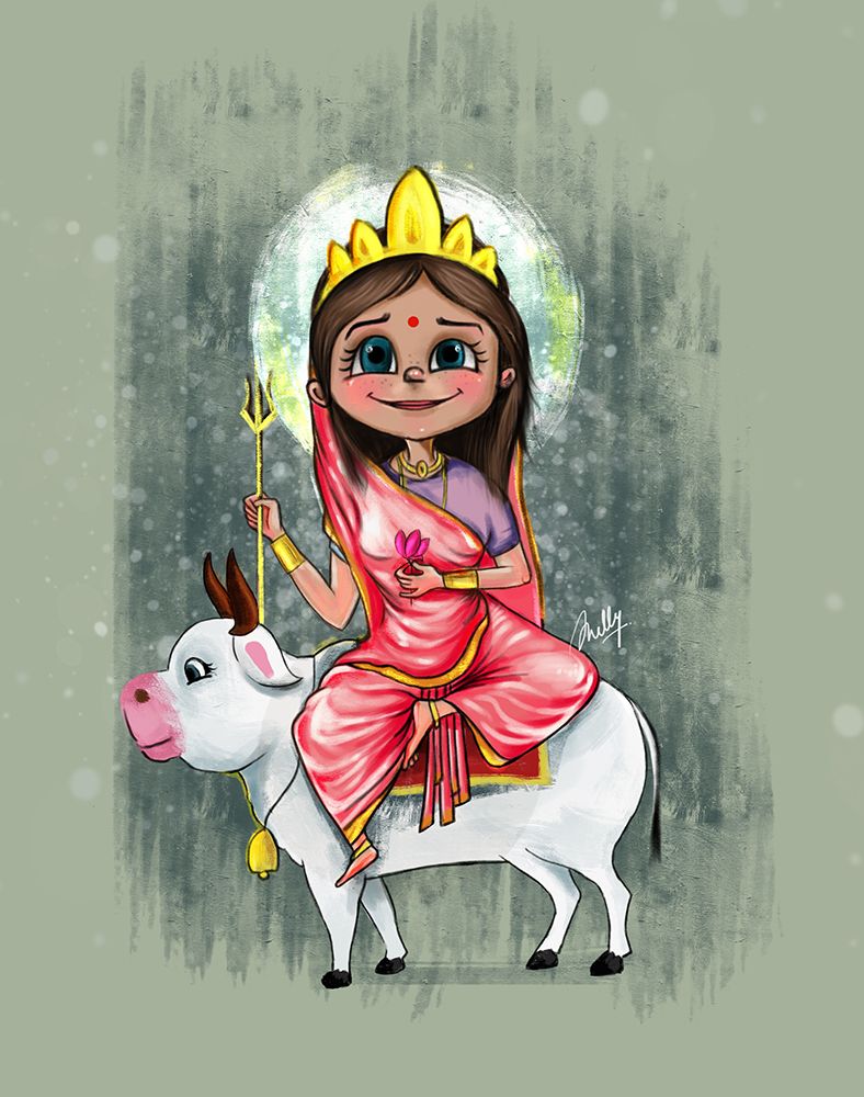 Goddess Shailputri. God illustrations, Happy navratri image, Navratri festival