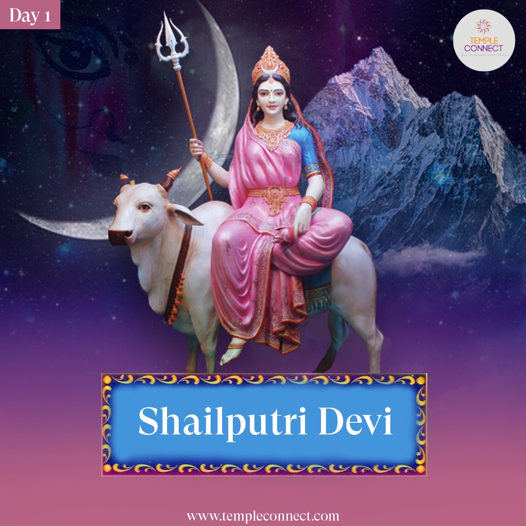 Temple Connect Official's #Shakti, #Shailaputri Devi Shailaputri is a manifestation of the Hindu goddess, #Durga and is the first #Navadurga's venerated during the first day of #Navratri