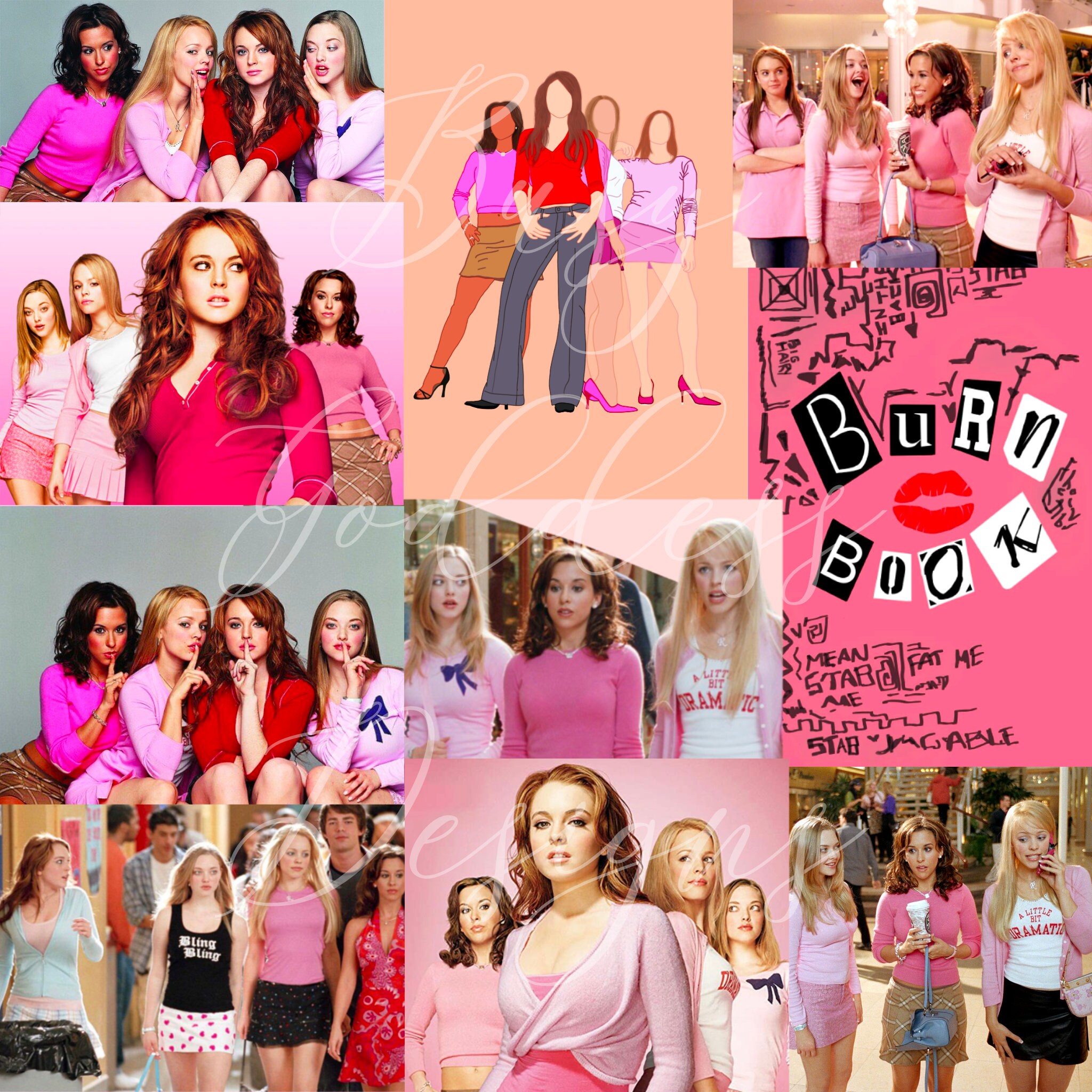 Mean Girls Collage Seamless File Repeating Pattern PNG