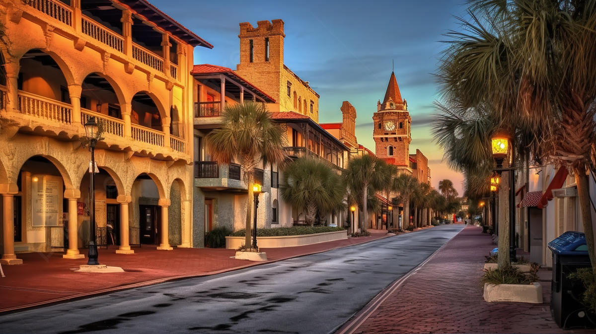 Flordia Town Main Street In St Augustine Background, Free Stock Footage, Picture Of St Augustine Florida Background Image And Wallpaper for Free Download