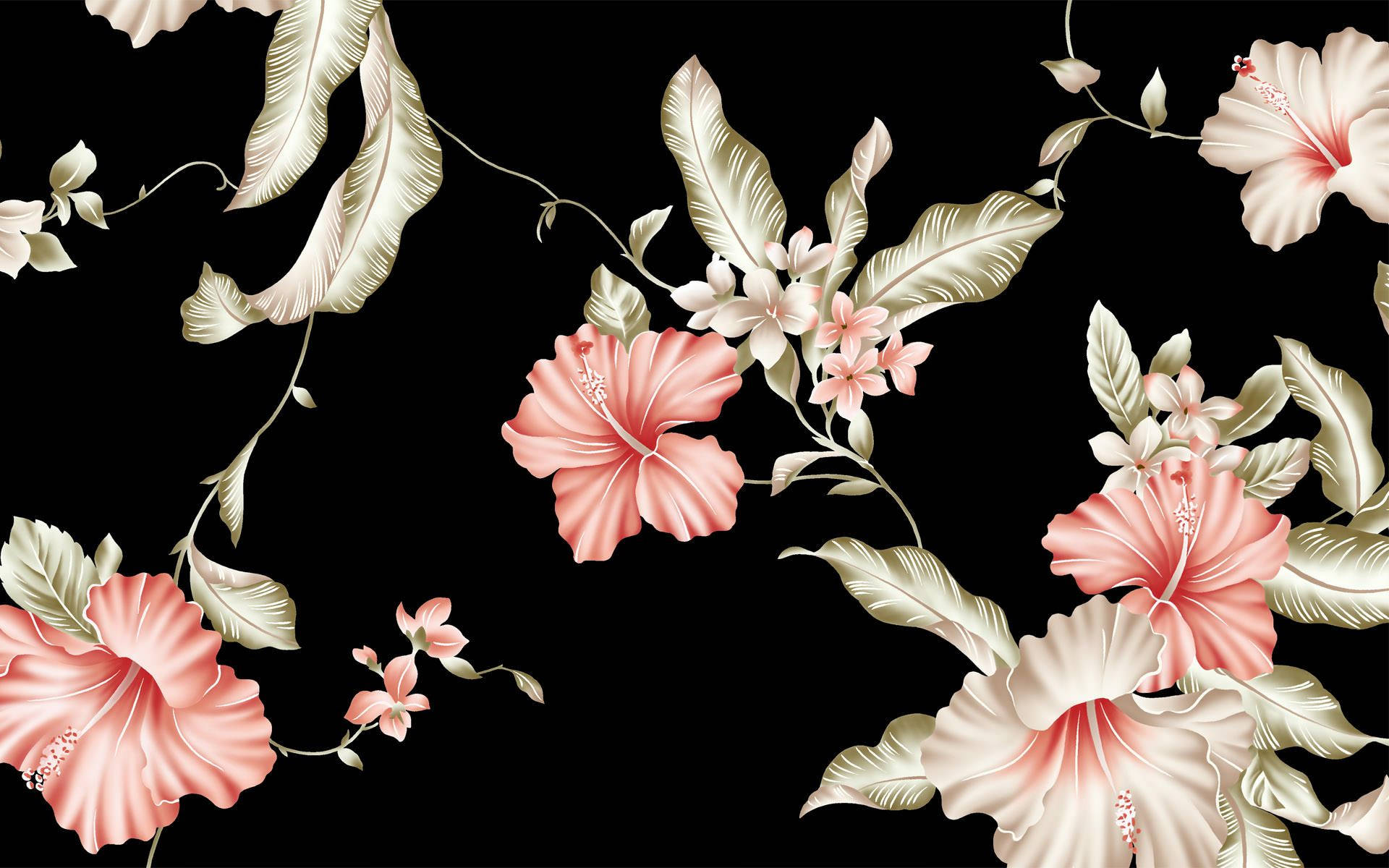 Download Black And Pink Floral Desktop Wallpaper